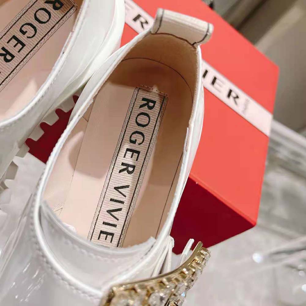 Roger Vivier Women Viv’ Go-Thick Strass Buckle Loafers in Patent Leather - image 9