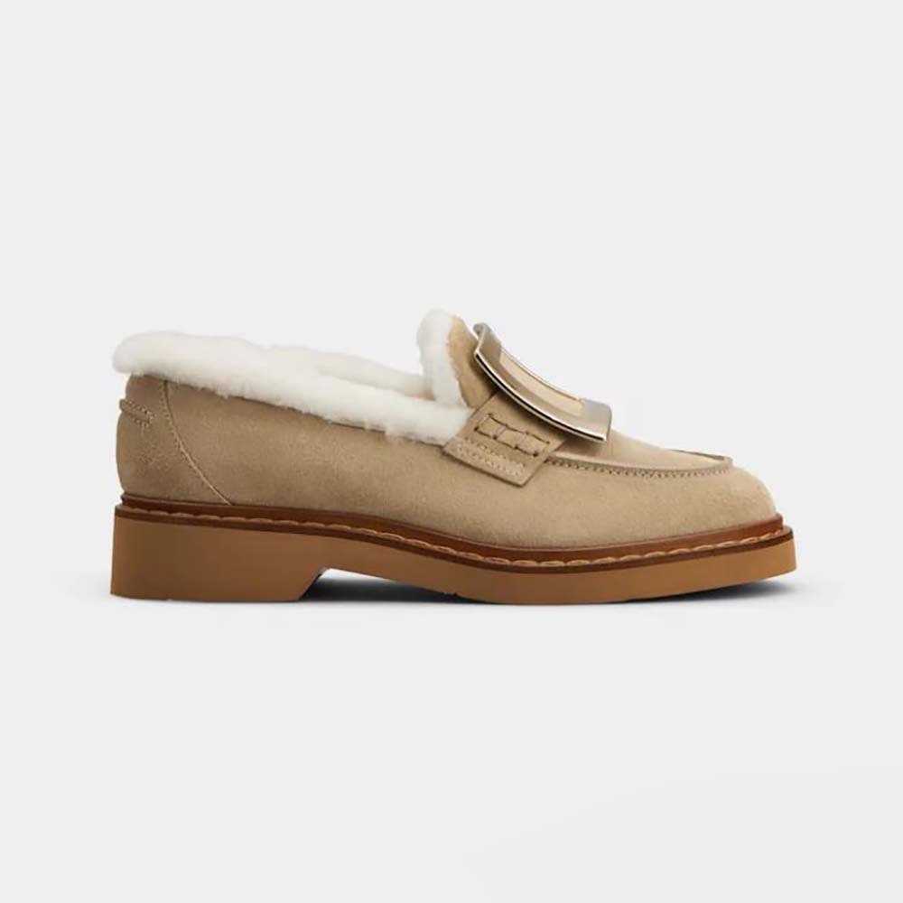 Roger Vivier Women Viv’ Rangers Metal Buckle Fur Loafers