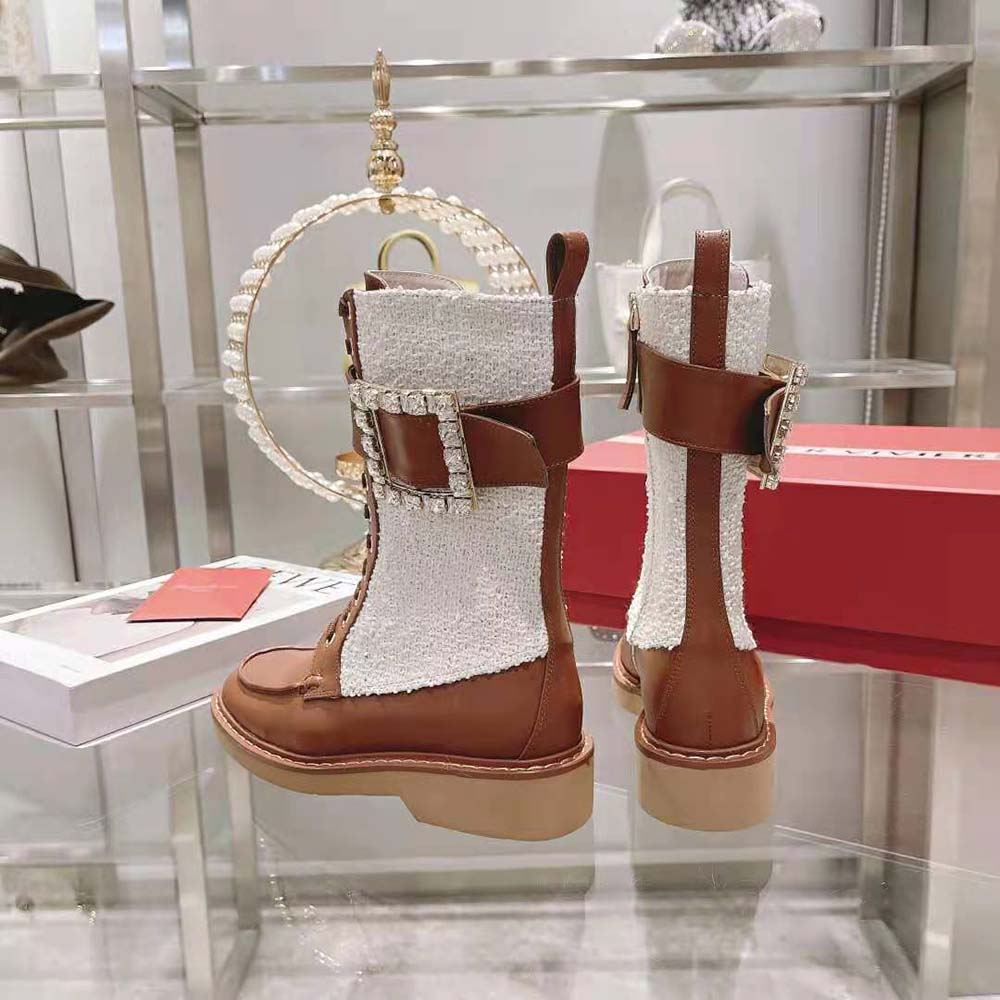 Roger Vivier Women Viv’ Rangers Strass Buckle Boots in Fabrics - image 7