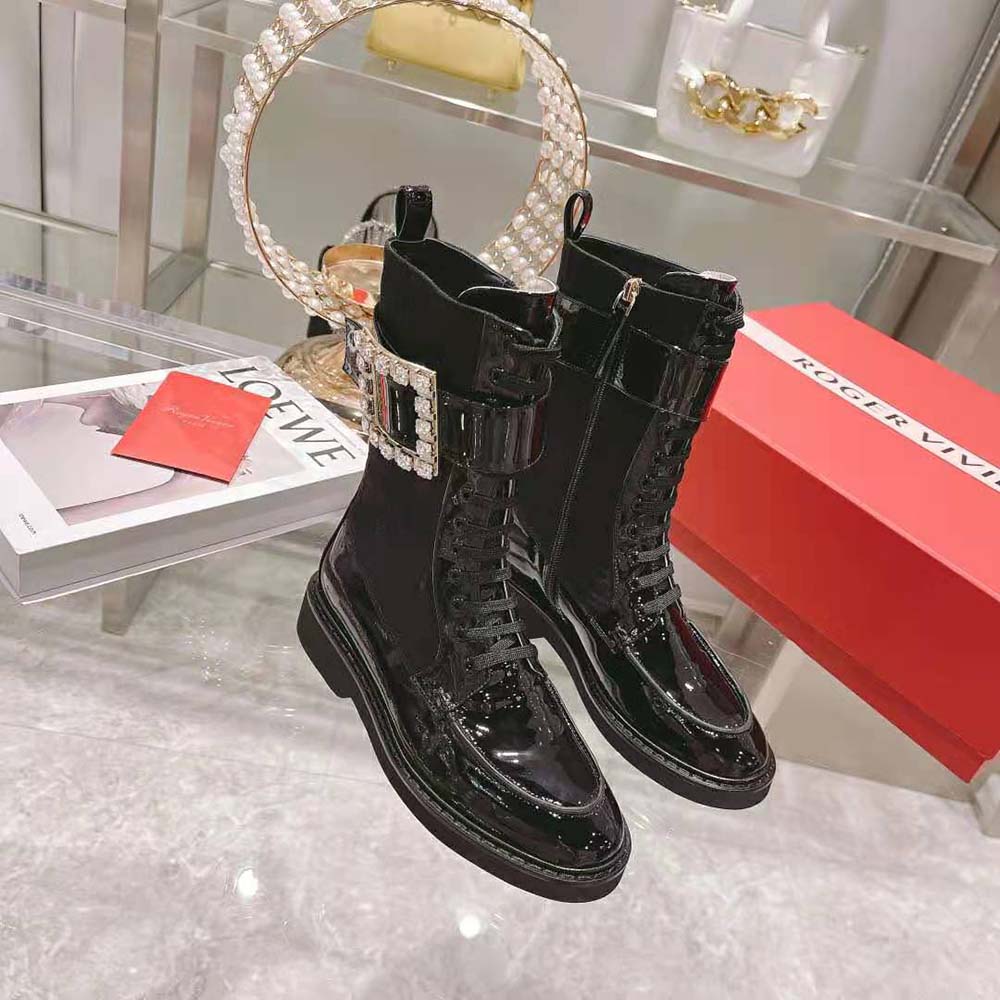 Top view highlighting fabric texture of Roger Vivier Women Viv’ Rangers Boots