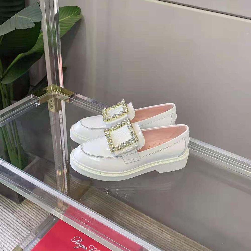 Roger Vivier Women Viv’ Rangers Strass Buckle Loafers in Leather - image 4