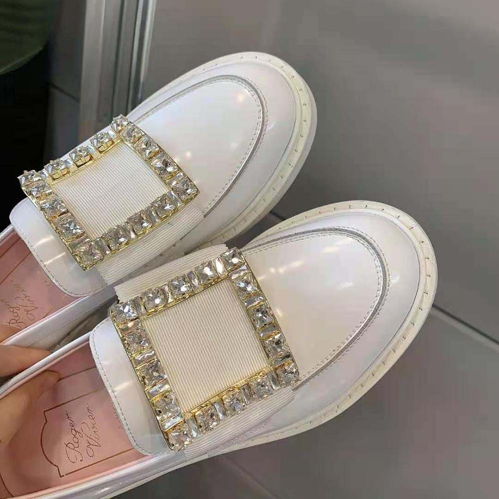 Roger Vivier Women Viv’ Rangers Strass Buckle Loafers in Leather - image 5