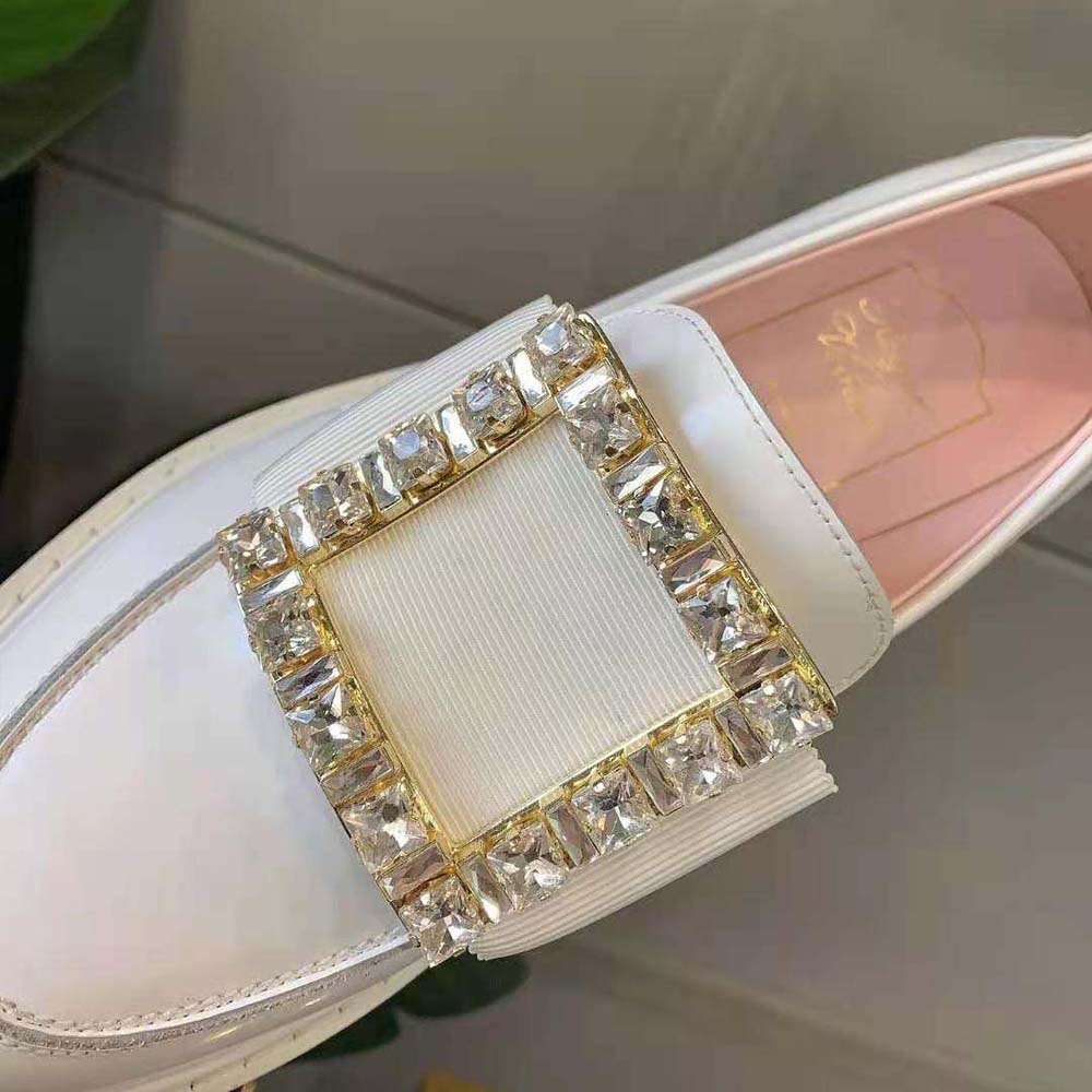 Roger Vivier Women Viv’ Rangers Strass Buckle Loafers in Leather - image 10