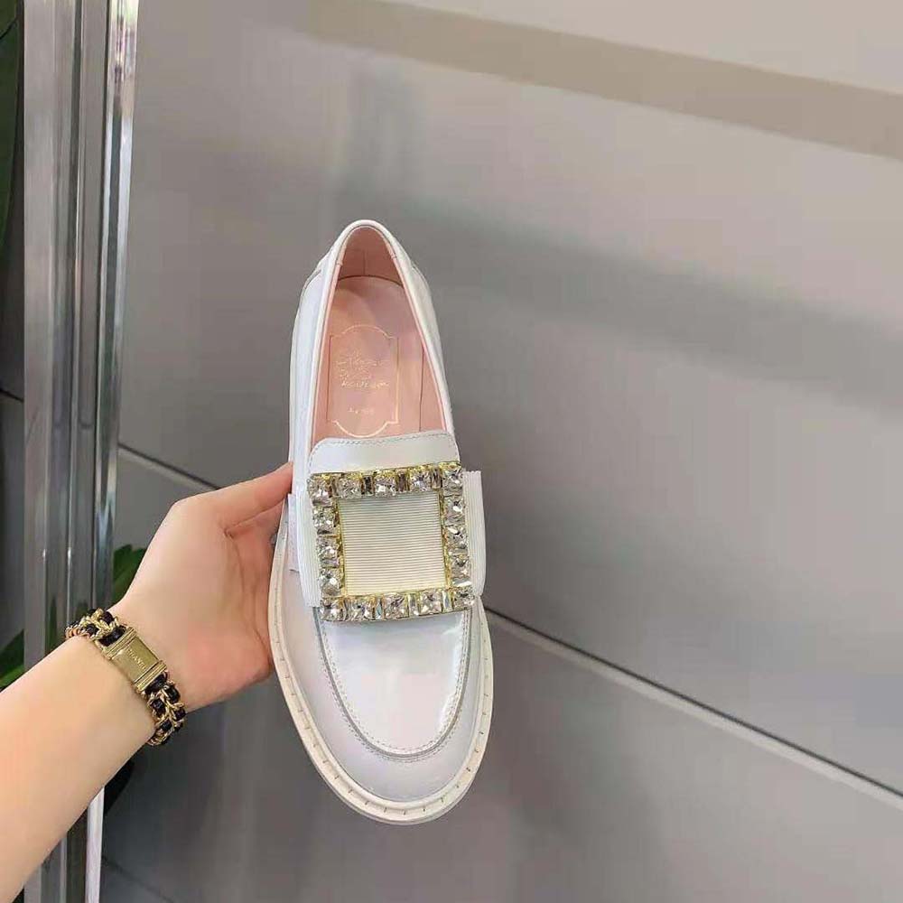 Roger Vivier Women Viv’ Rangers Strass Buckle Loafers in Leather - image 7