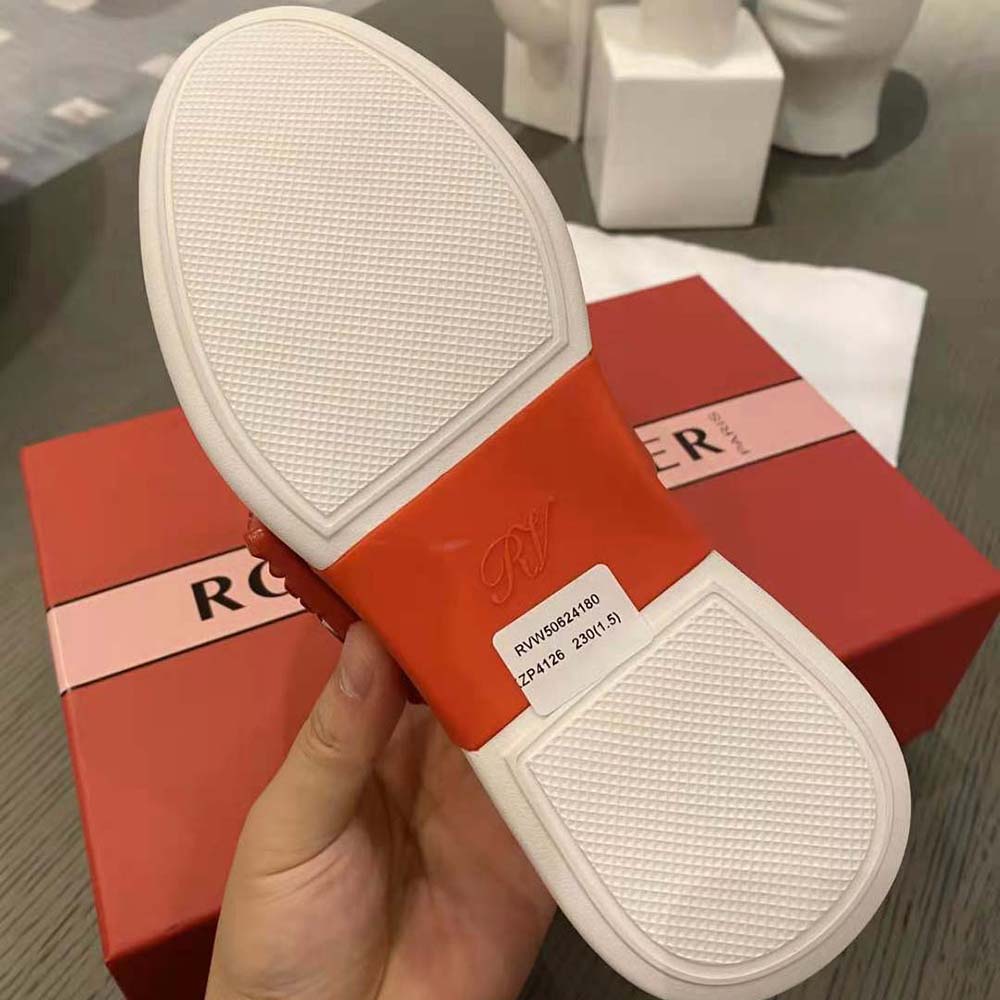 Roger Vivier Women Viv Skate Strass Buckle Sneakers in Soft Leather-Red - image 10