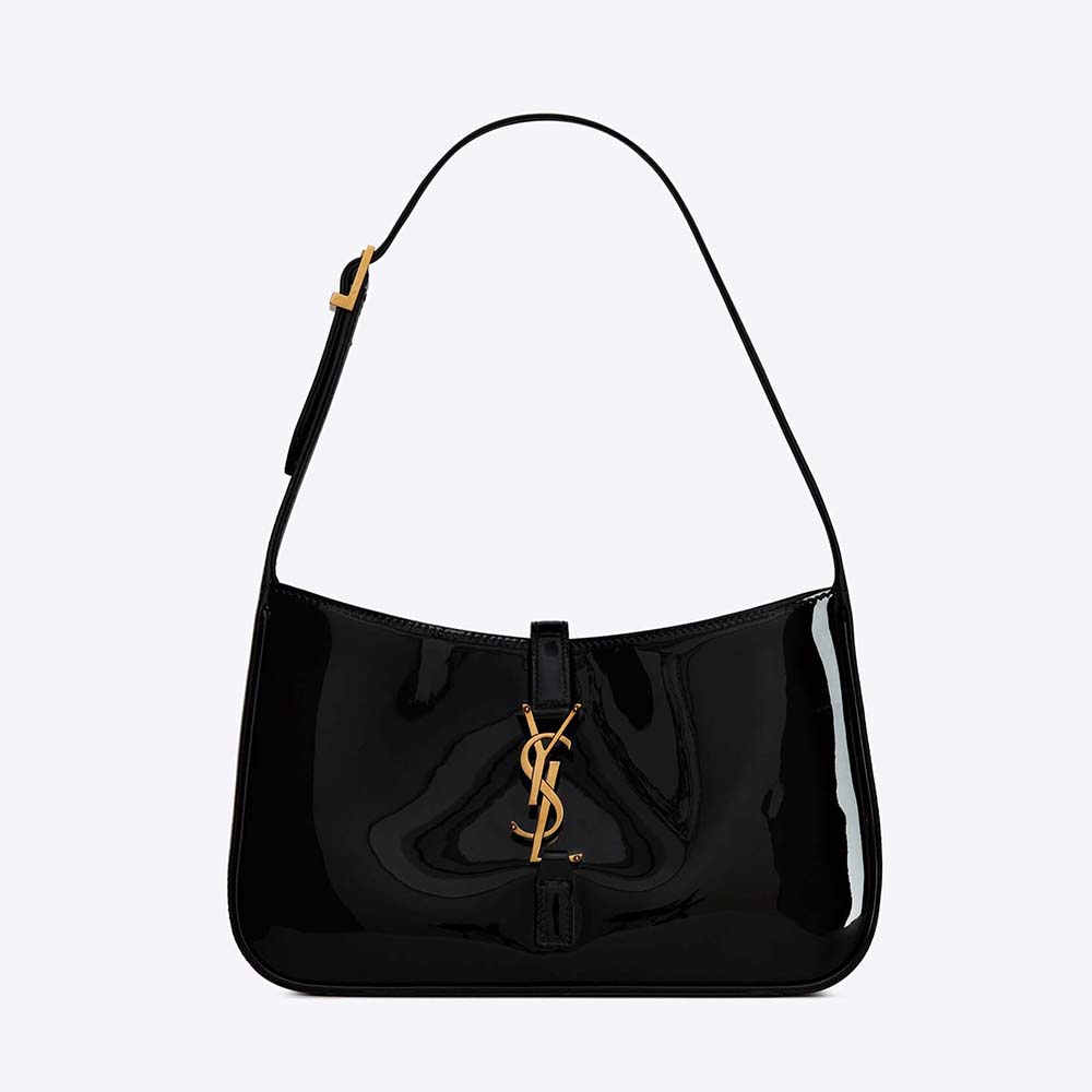 Saint Laurent YSL Women Le 5 A 7 Hobo Bag in Patent Leather-Black - image 1