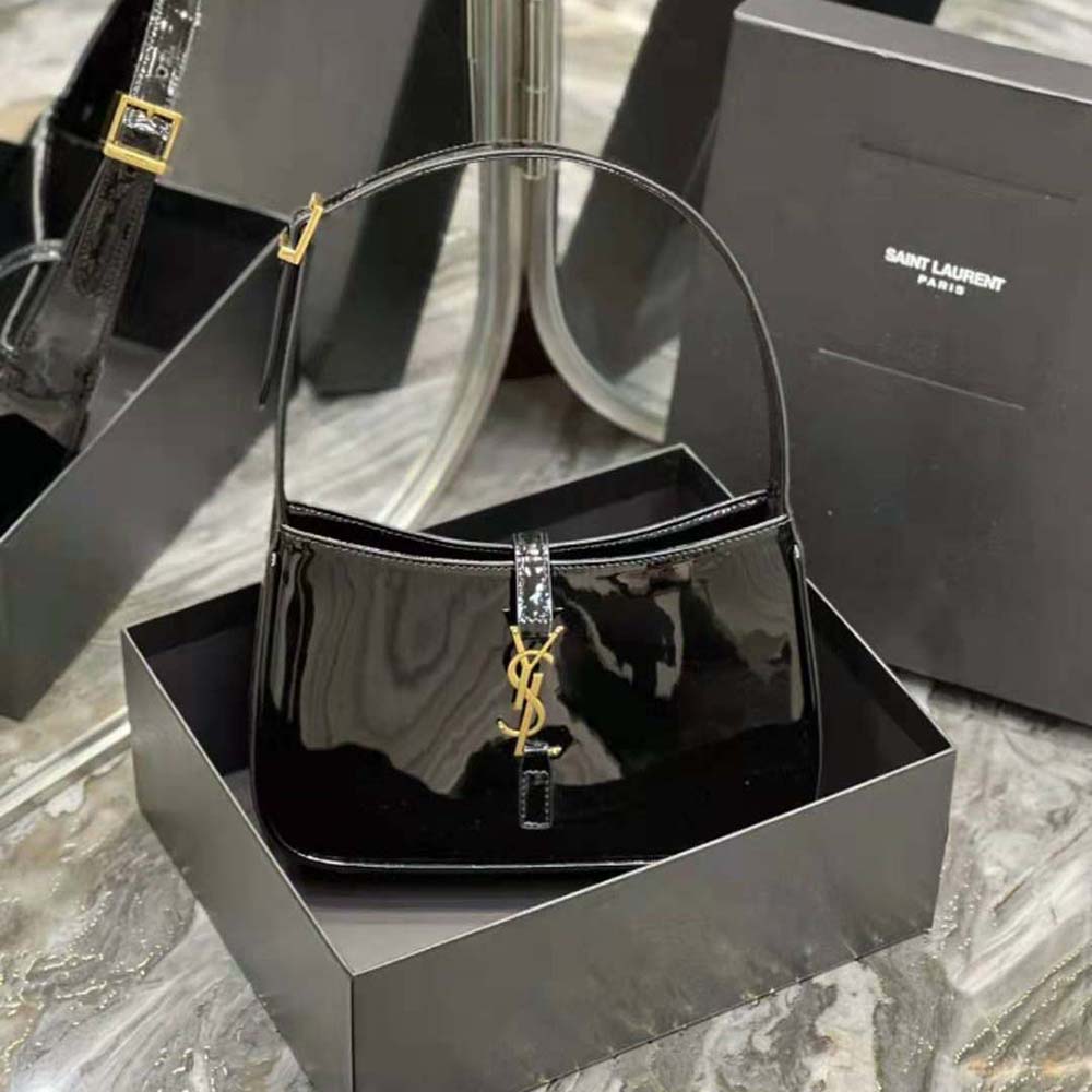 Saint Laurent YSL Women Le 5 A 7 Hobo Bag in Patent Leather-Black - image 2