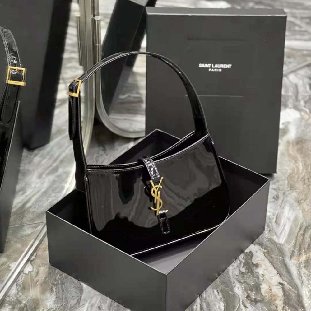Saint Laurent YSL Women Le 5 A 7 Hobo Bag in Patent Leather-Black - image 3