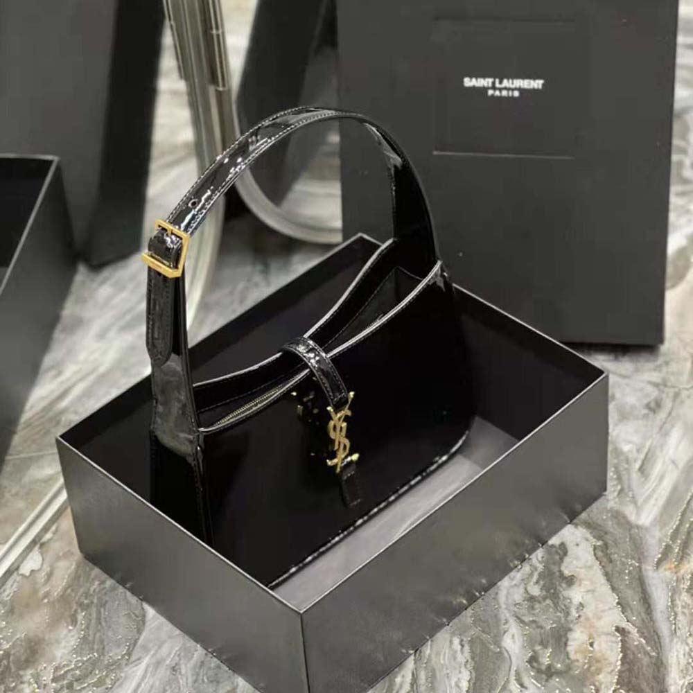 Saint Laurent YSL Women Le 5 A 7 Hobo Bag in Patent Leather-Black - image 4