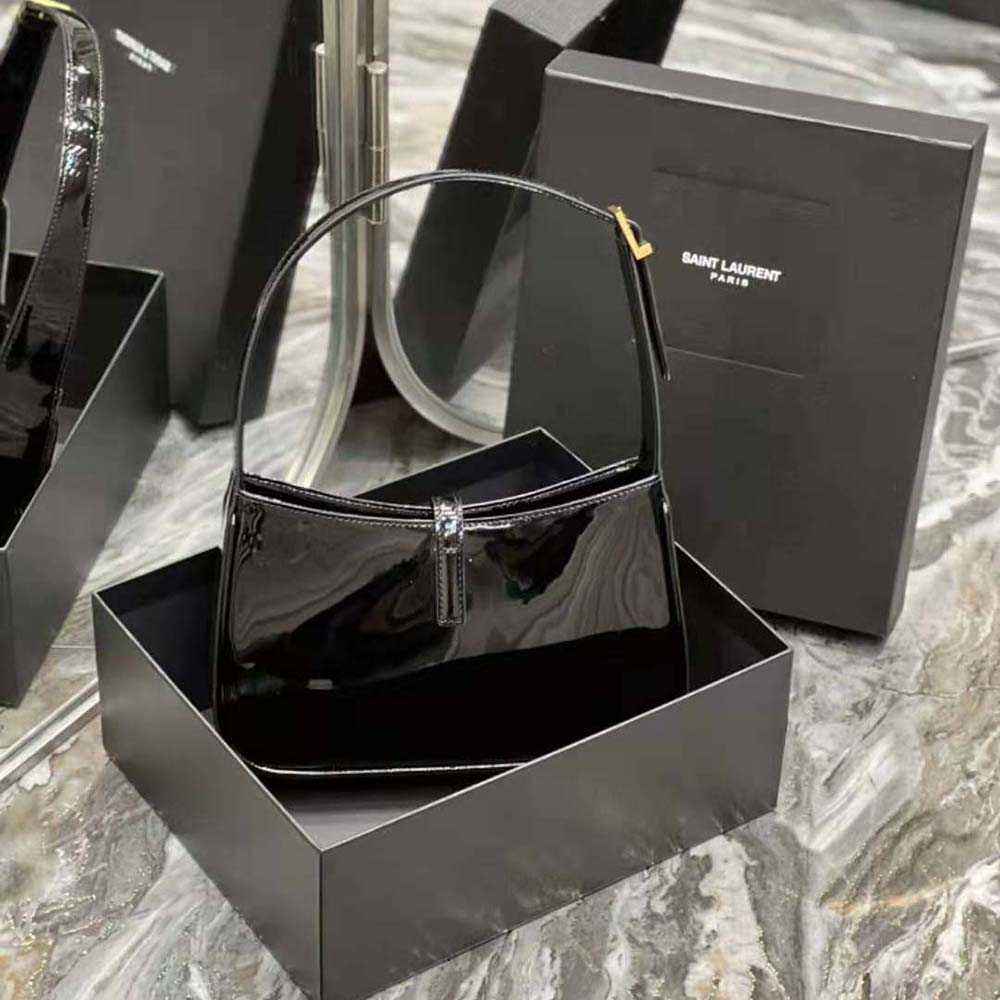 Saint Laurent YSL Women Le 5 A 7 Hobo Bag in Patent Leather-Black - image 5