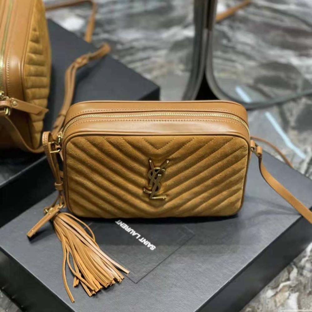 Saint Laurent YSL Women Lou Camera Bag in Quilted Suede and Smooth Leather - image 4