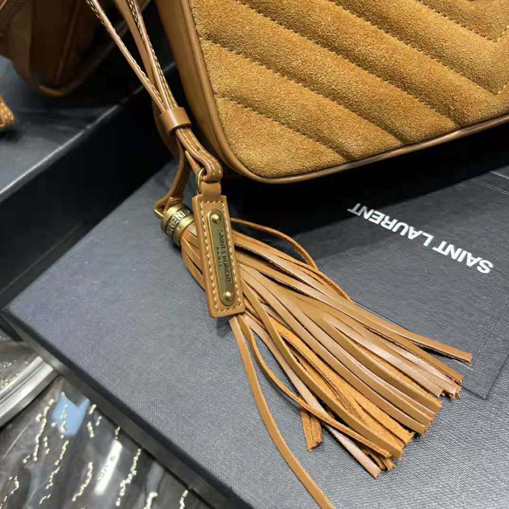 Saint Laurent YSL Women Lou Camera Bag in Quilted Suede and Smooth Leather - image 8