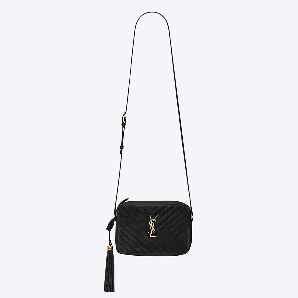 Saint Laurent YSL Women Lou Camera Bag in Quilted Suede and Smooth Leather-Black - image 1