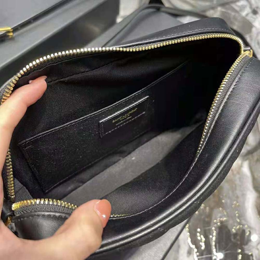 Saint Laurent YSL Women Lou Camera Bag in Quilted Suede and Smooth Leather-Black - image 8