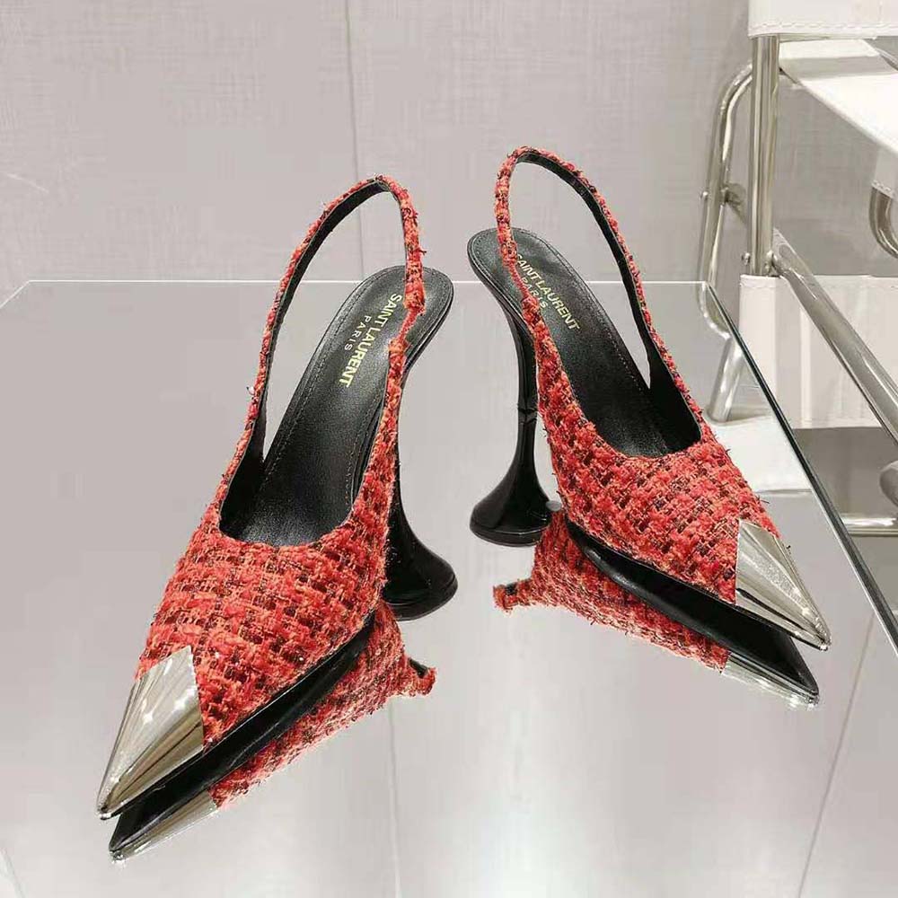 Saint Laurent YSL Women Vesper Slingback Pumps in Saint Laurent Tweed - image 4