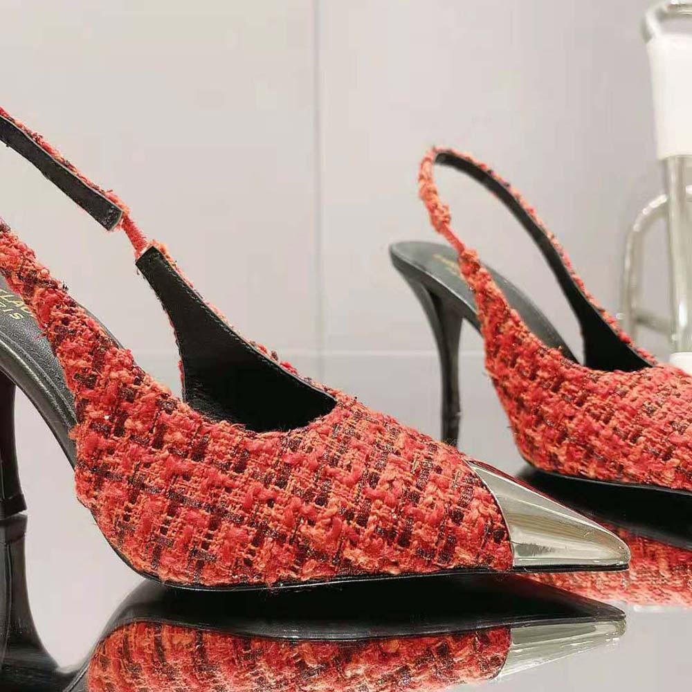 Saint Laurent YSL Women Vesper Slingback Pumps in Saint Laurent Tweed - image 7