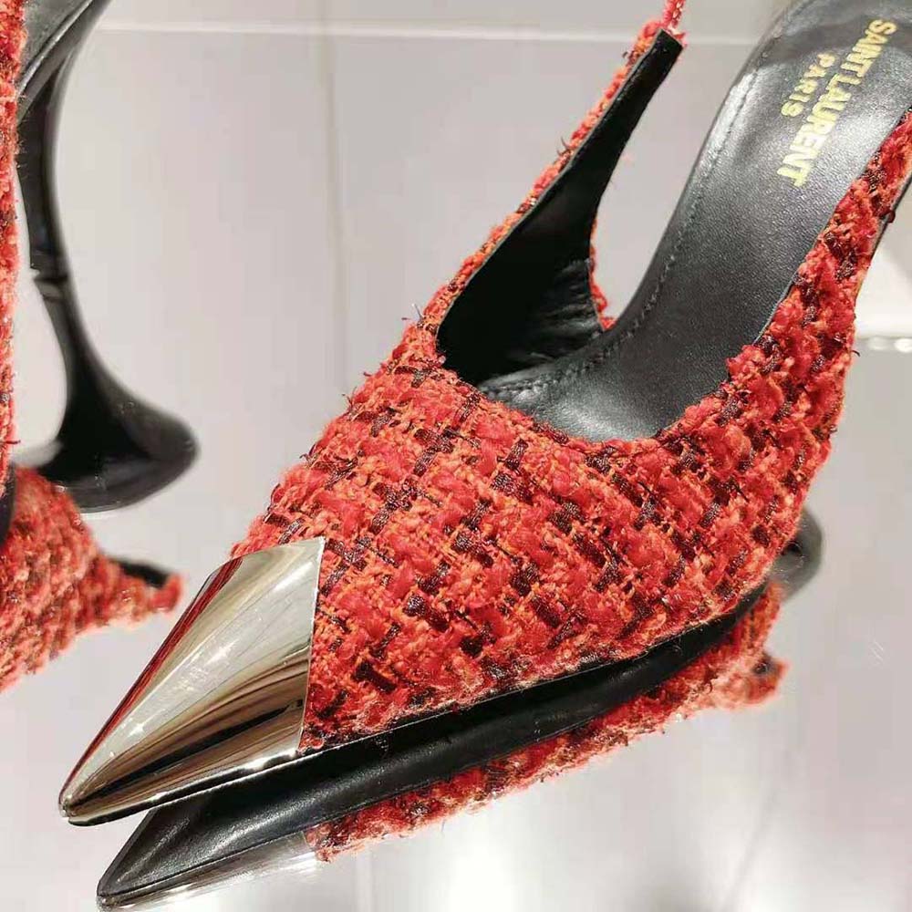Saint Laurent YSL Women Vesper Slingback Pumps in Saint Laurent Tweed - image 8