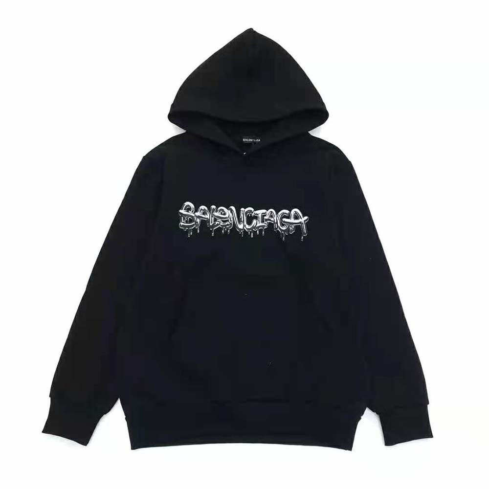 Side profile showing oversized silhouette of Balenciaga Men Hoodie Wide Fit