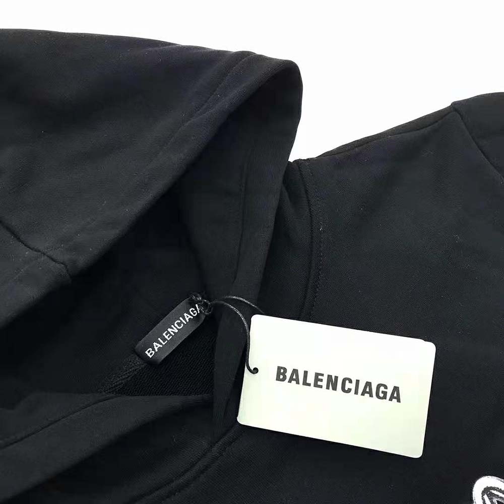 Balenciaga Men Hoodie Wide Fit in Black Heavy Fleece - image 10
