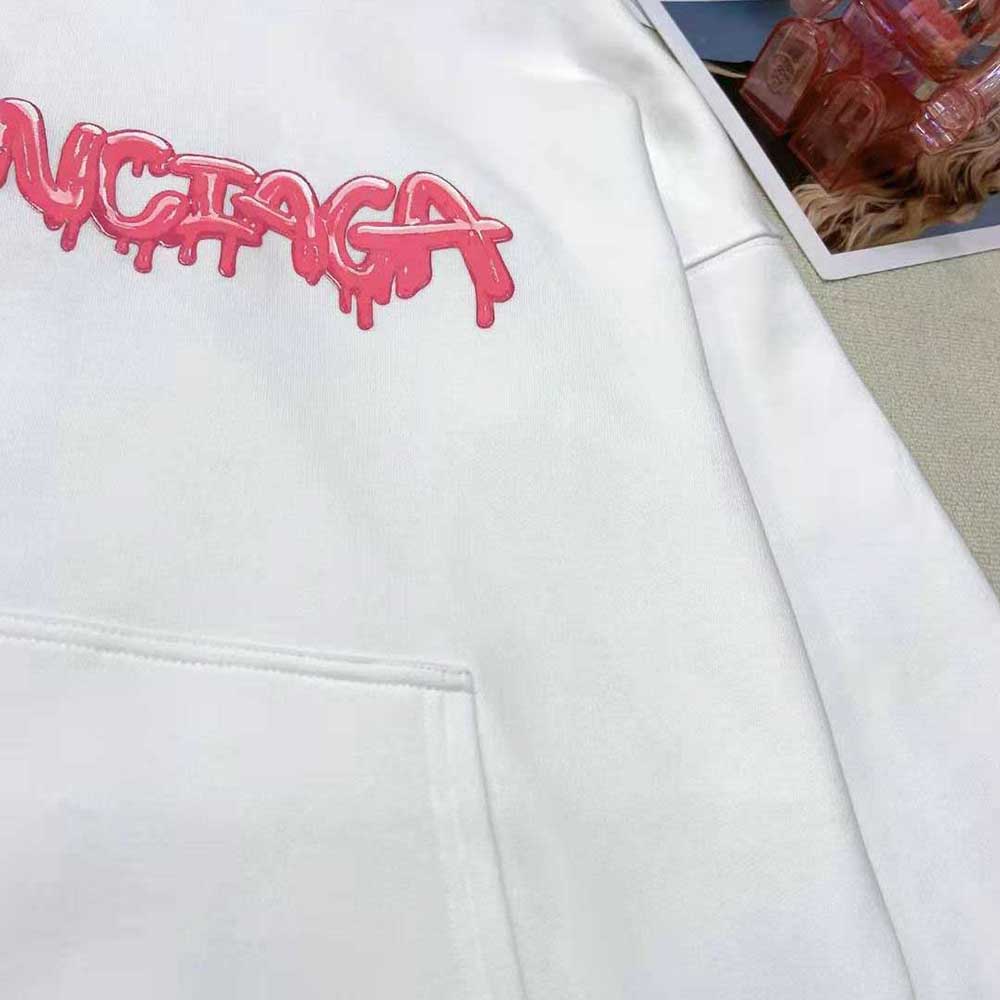 Balenciaga Women Slime Hoodie Wide Fit in White and Pink Heavy Fleece - image 6
