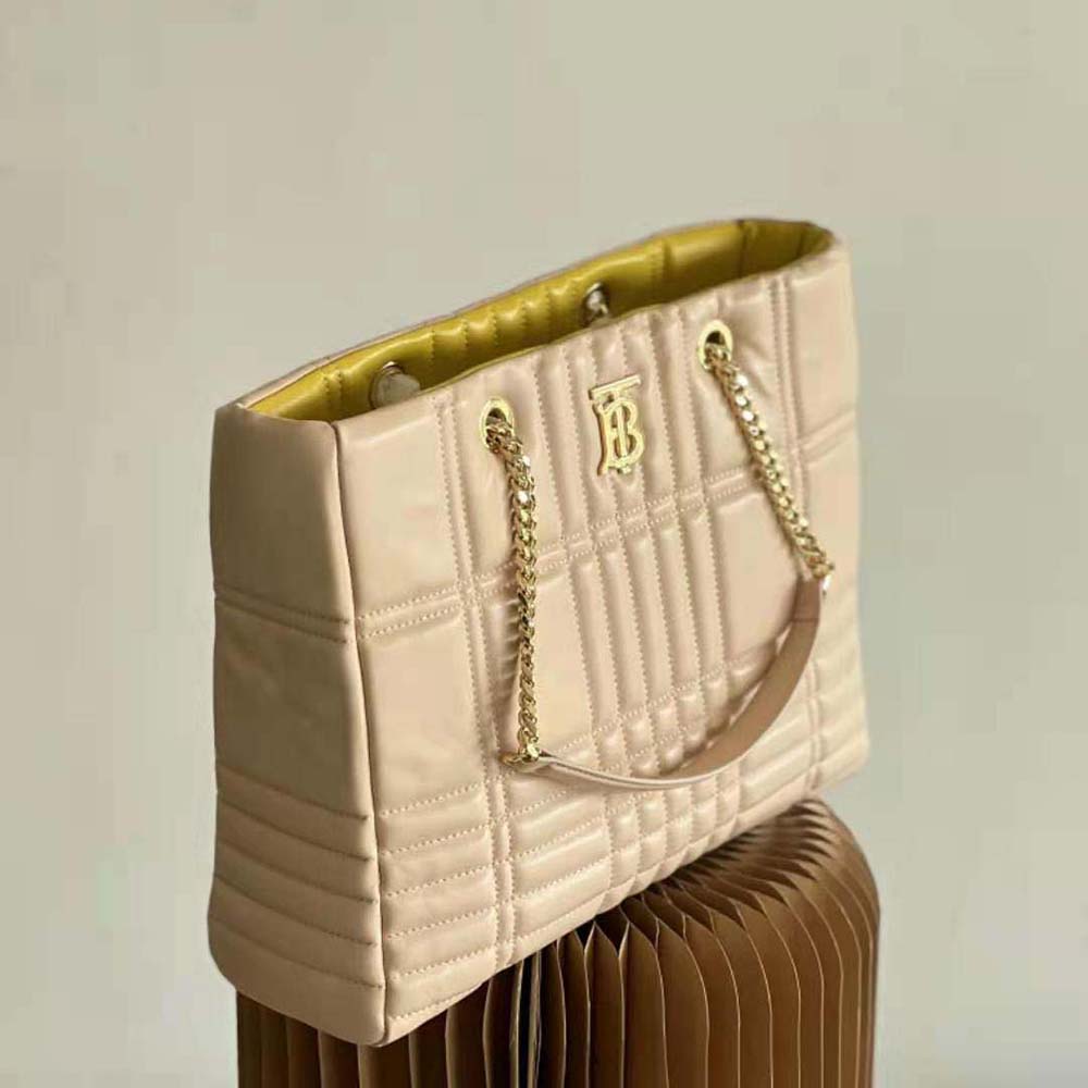 Burberry Women Medium Quilted Lambskin Lola Shopper Bag-Sandy - image 4