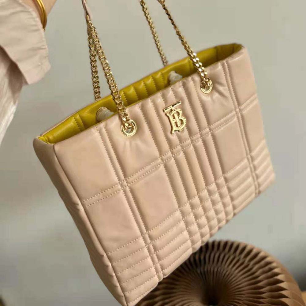 Burberry Women Medium Quilted Lambskin Lola Shopper Bag-Sandy - image 5