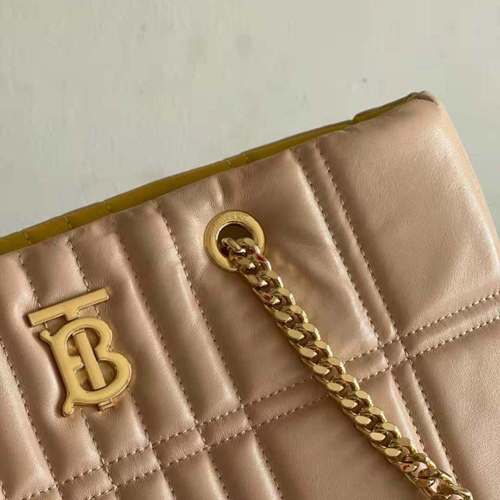 Burberry Women Medium Quilted Lambskin Lola Shopper Bag-Sandy - image 8