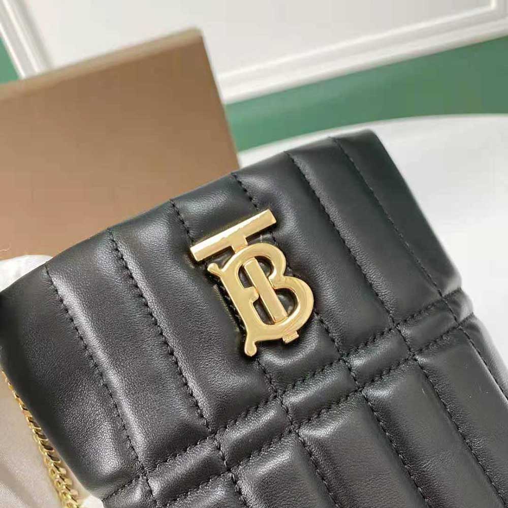 Burberry Women Micro Quilted Lambskin Lola Bucket Bag-Black - image 6