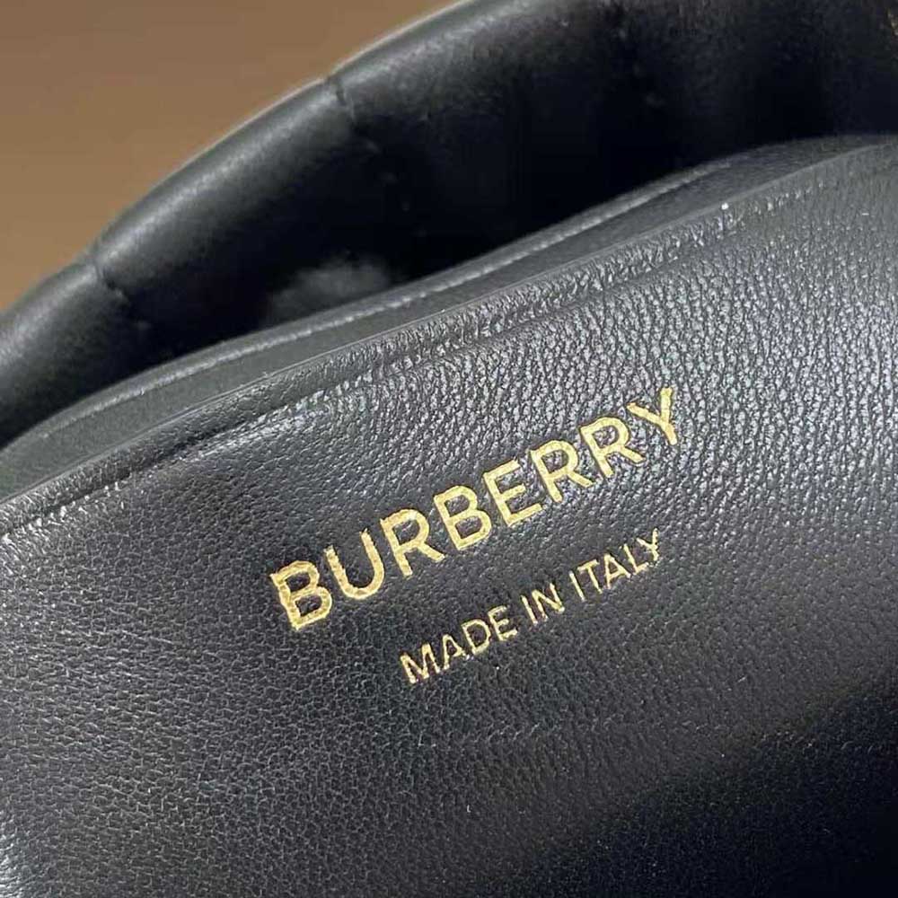 Burberry Women Micro Quilted Lambskin Lola Bucket Bag-Black - image 9