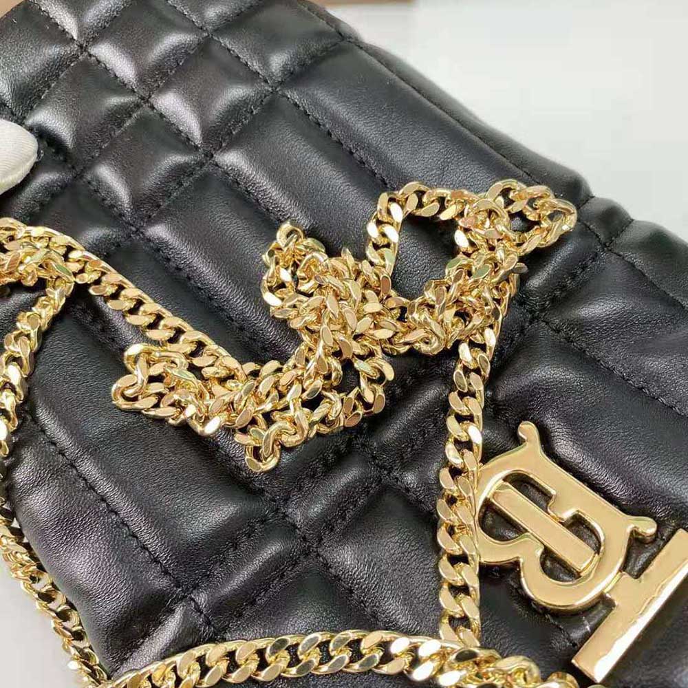 Burberry Women Micro Quilted Lambskin Lola Bucket Bag-Black - image 7