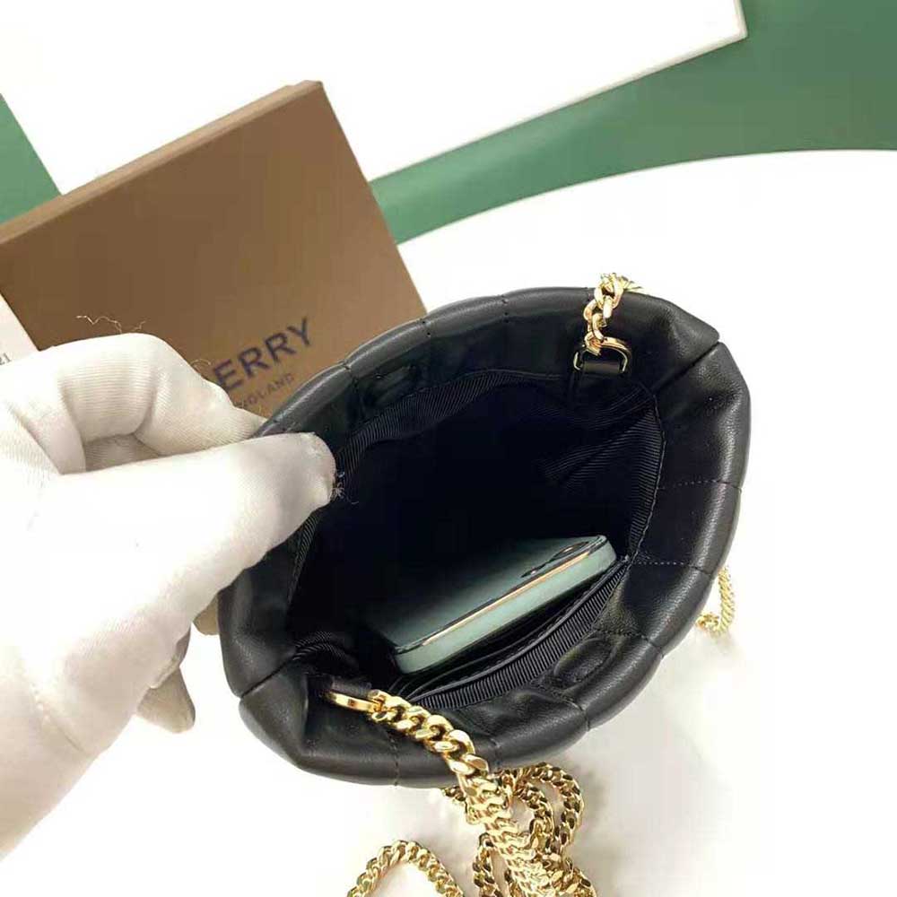 Burberry Women Micro Quilted Lambskin Lola Bucket Bag-Black - image 5