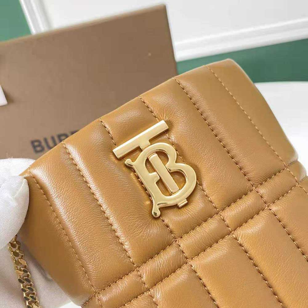 Burberry Women Micro Quilted Lambskin Lola Bucket Bag-Brown - image 8