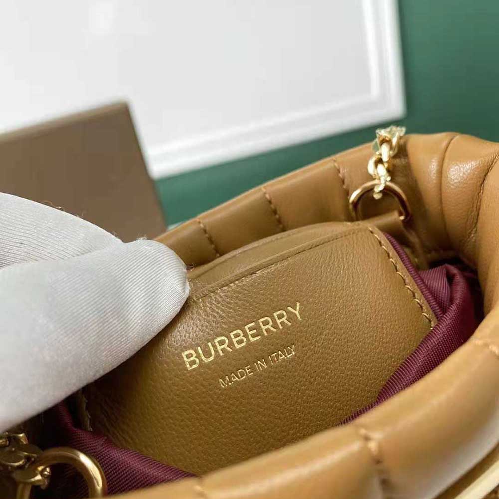 Burberry Women Micro Quilted Lambskin Lola Bucket Bag-Brown - image 9