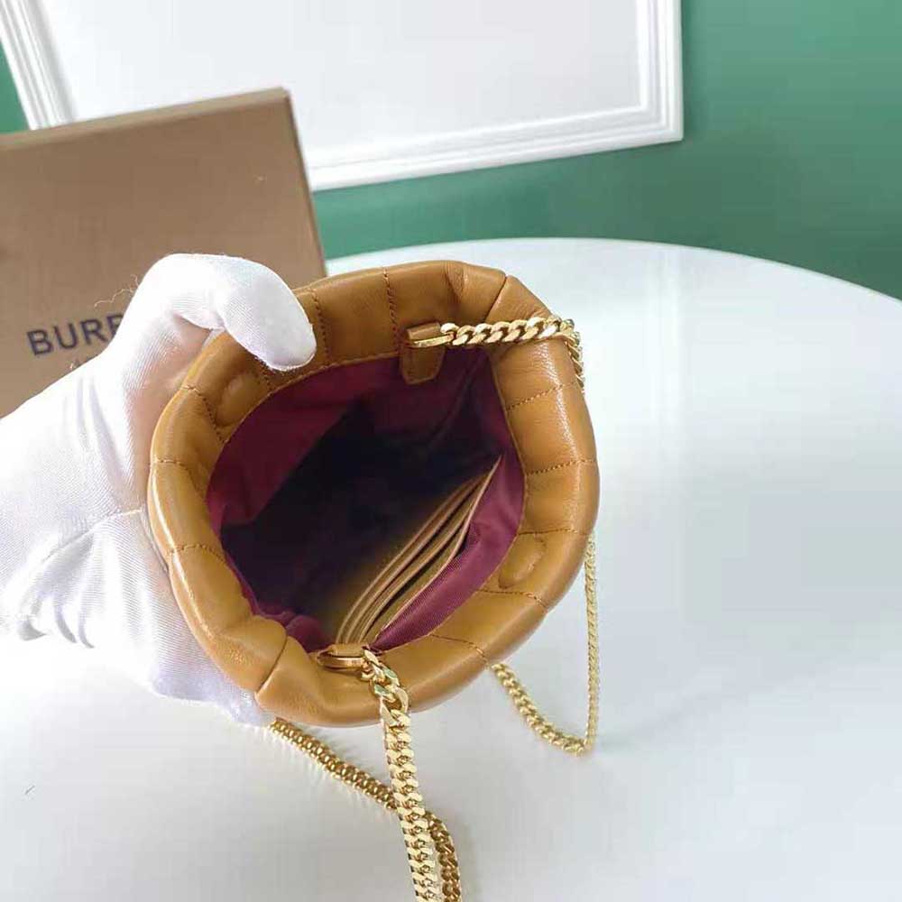 Burberry Women Micro Quilted Lambskin Lola Bucket Bag-Brown - image 7