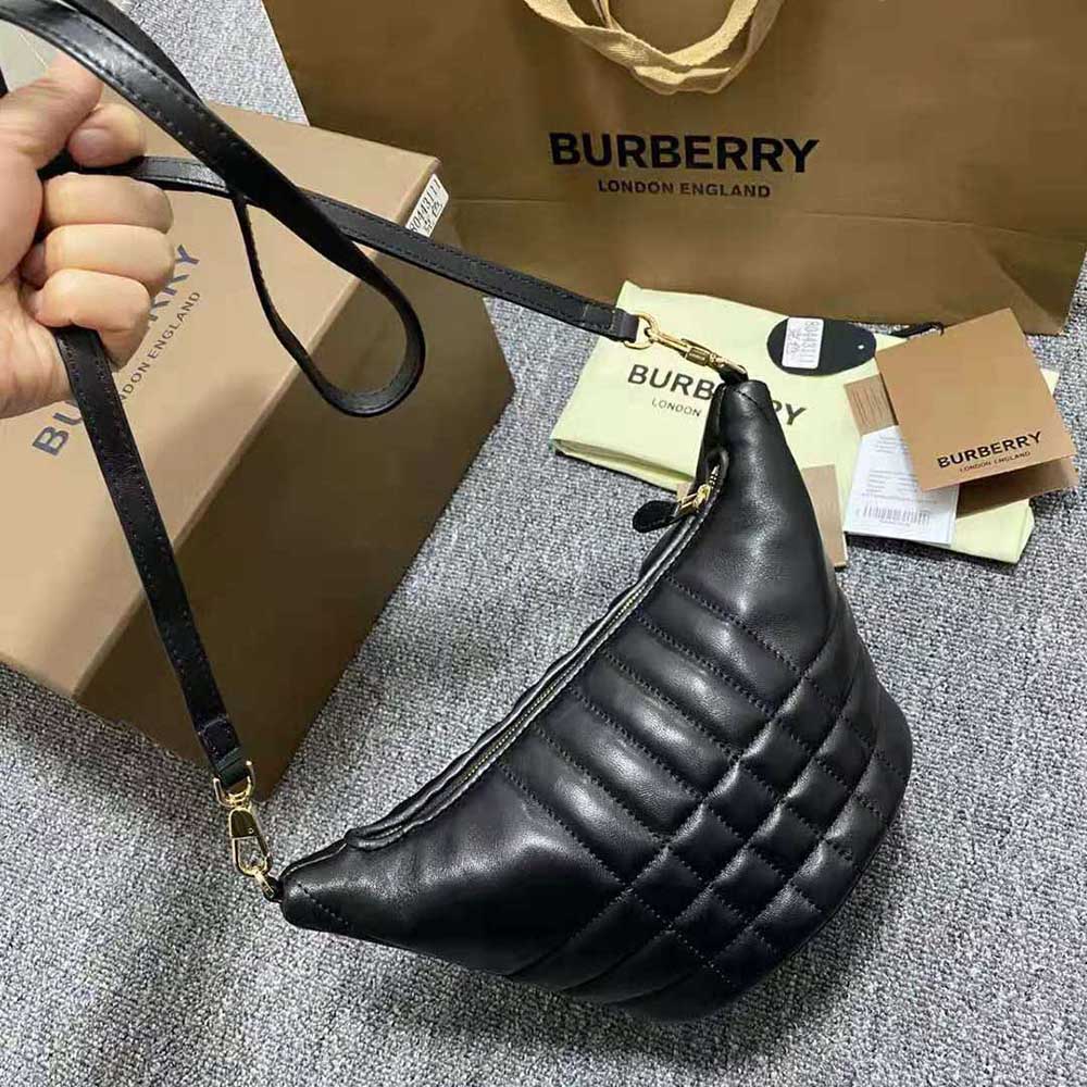 Burberry Women Small Quilted Lambskin Crescent Lola Bag-Black - image 5