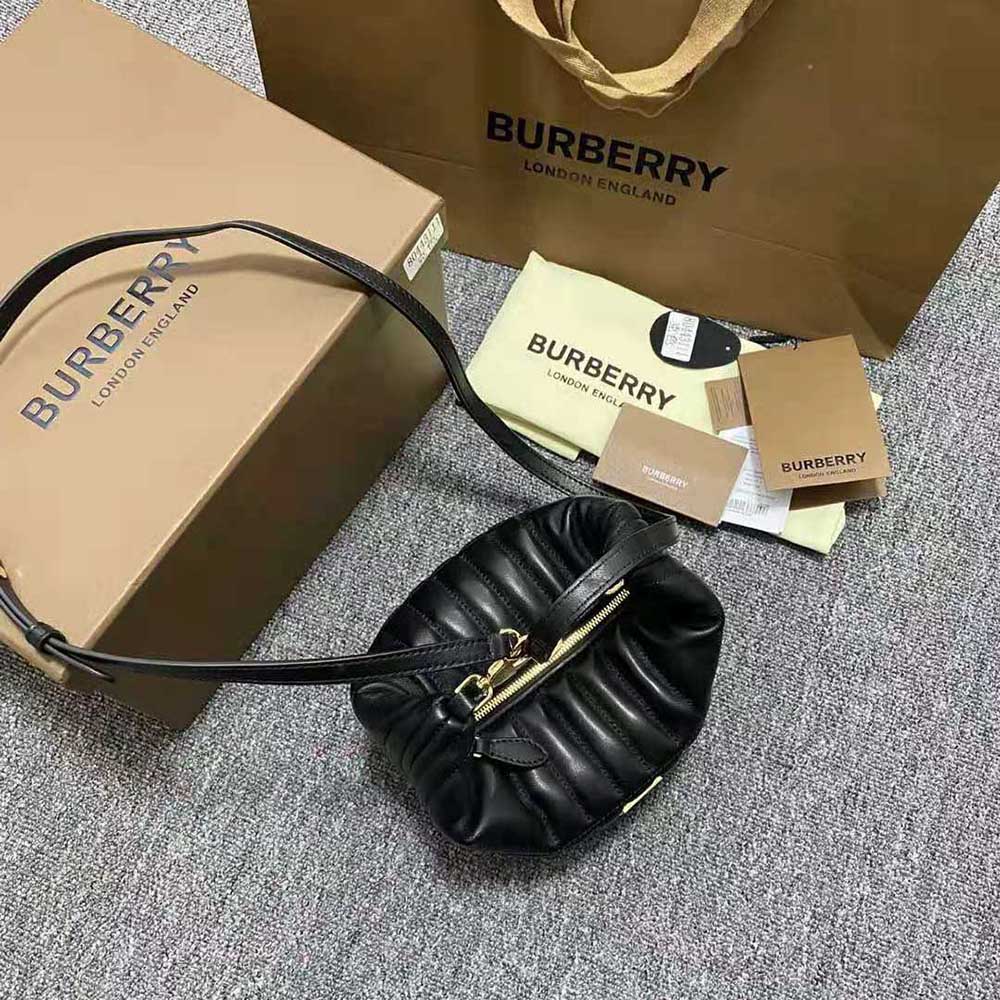 Burberry Women Small Quilted Lambskin Crescent Lola Bag-Black - image 6