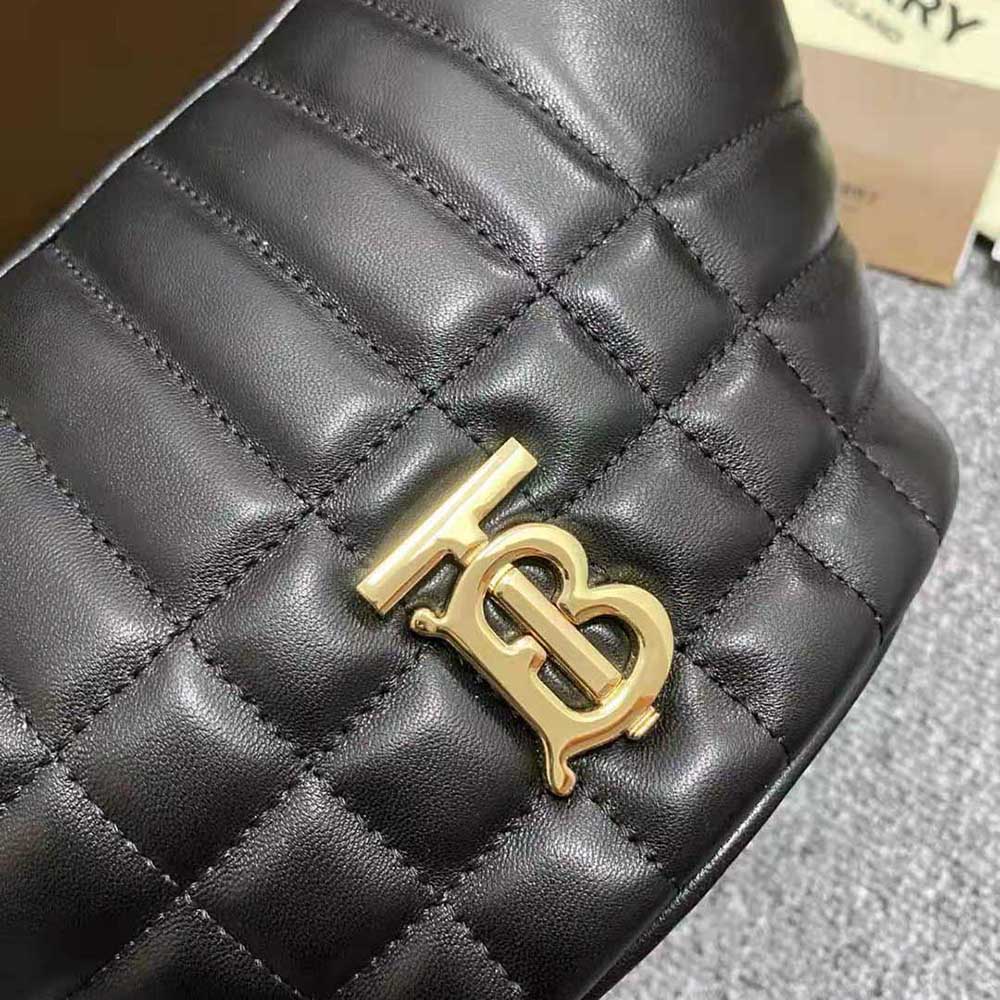Burberry Women Small Quilted Lambskin Crescent Lola Bag-Black - image 9