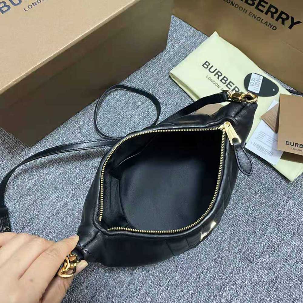 Burberry Women Small Quilted Lambskin Crescent Lola Bag-Black - image 8