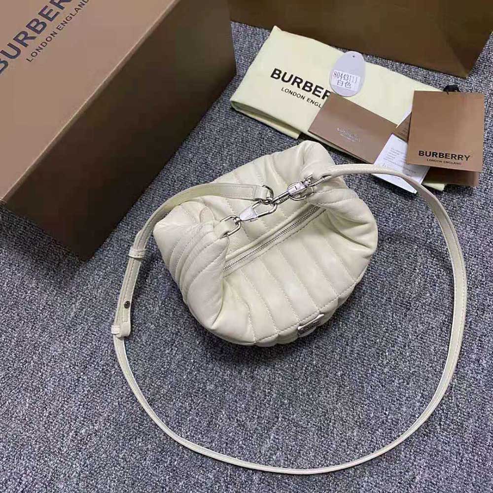 Burberry Women Small Quilted Lambskin Crescent Lola Bag-White - image 5