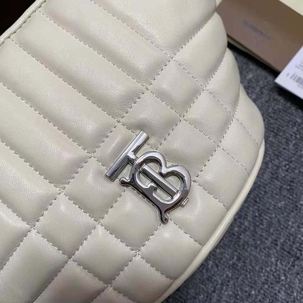 Burberry Women Small Quilted Lambskin Crescent Lola Bag-White - image 8