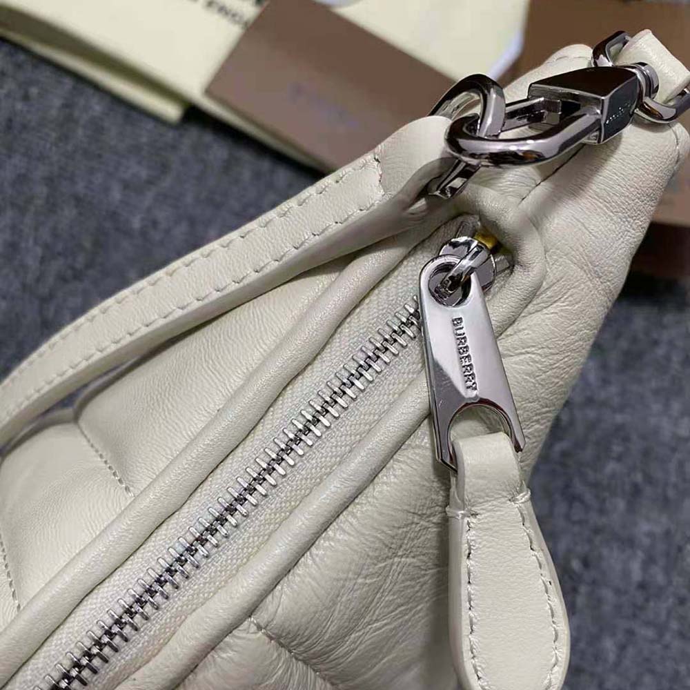 Burberry Women Small Quilted Lambskin Crescent Lola Bag-White - image 9