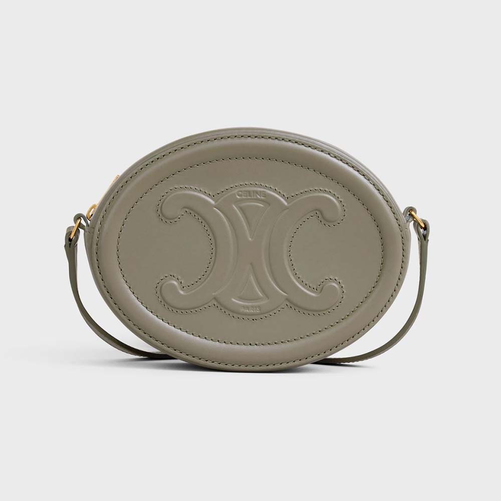 Celine Women Crossbody Oval Purse Cuir Triomphe in Smooth Calfskin-Silver - image 1