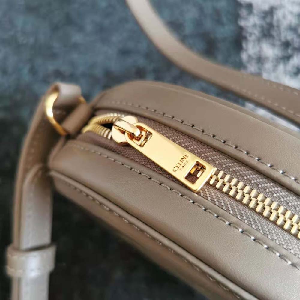 Celine Women Crossbody Oval Purse Cuir Triomphe in Smooth Calfskin-Silver - image 7