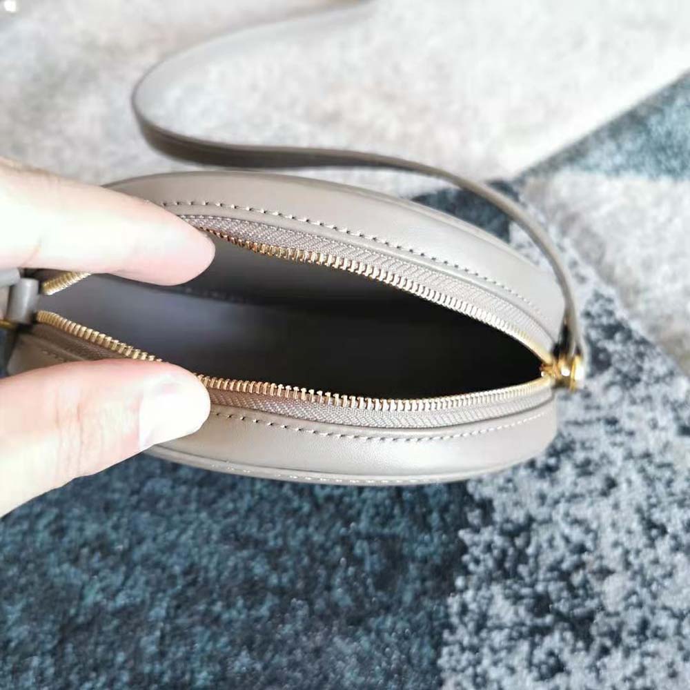Celine Women Crossbody Oval Purse Cuir Triomphe in Smooth Calfskin-Silver - image 6