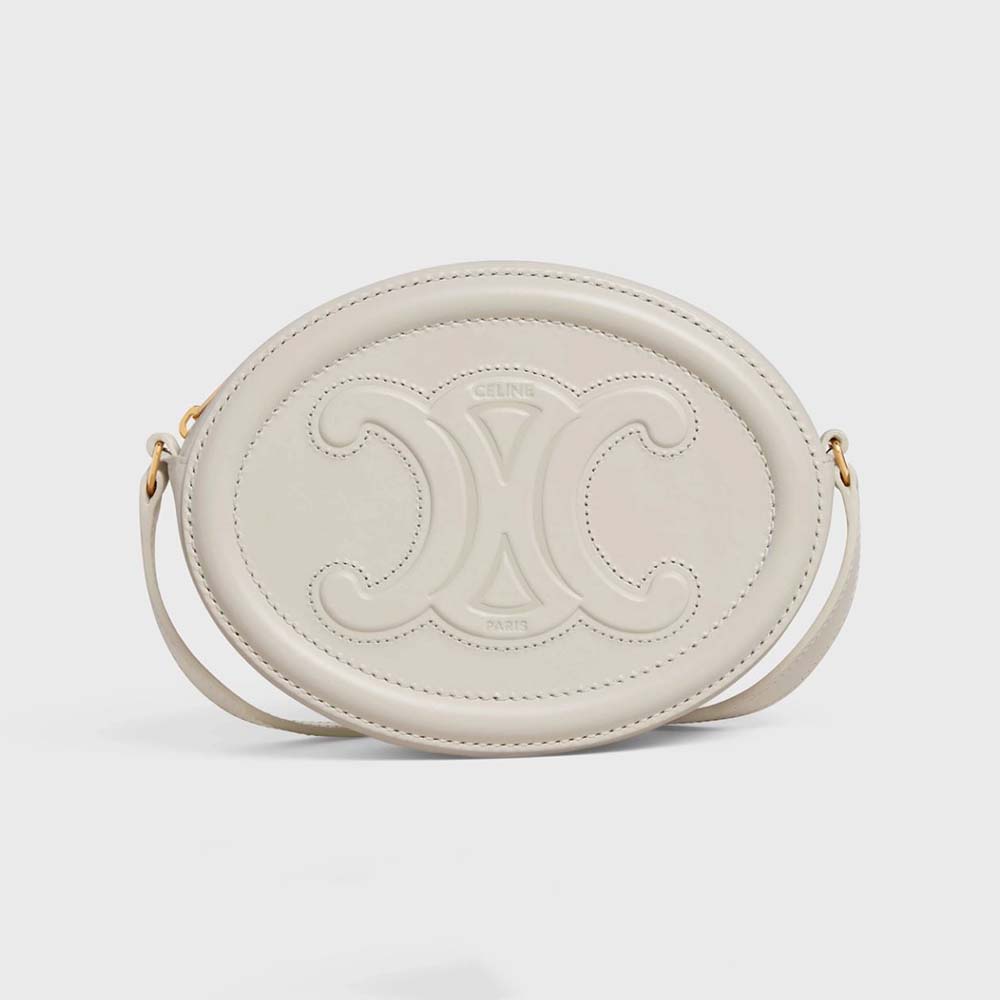 Celine Women Crossbody Oval Purse Cuir Triomphe in Smooth Calfskin-White - image 1