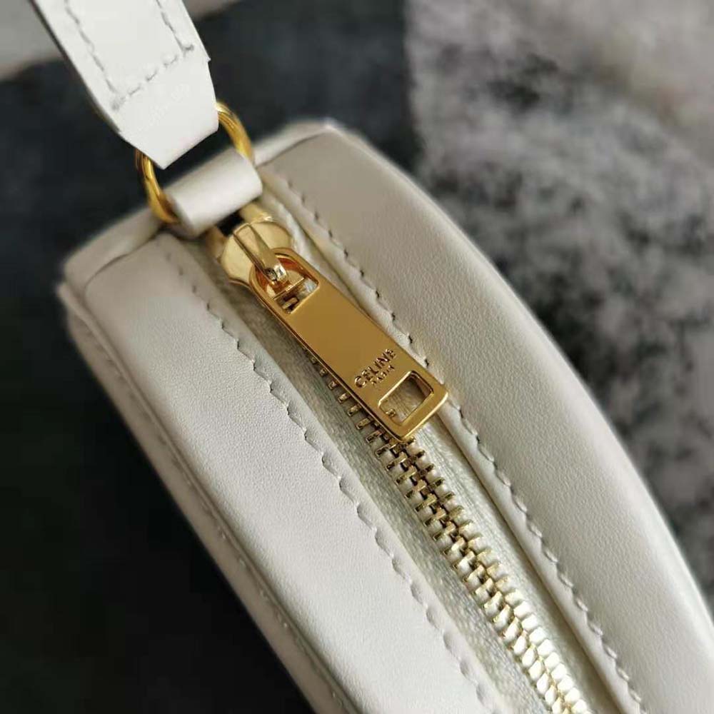 Celine Women Crossbody Oval Purse Cuir Triomphe in Smooth Calfskin-White - image 10