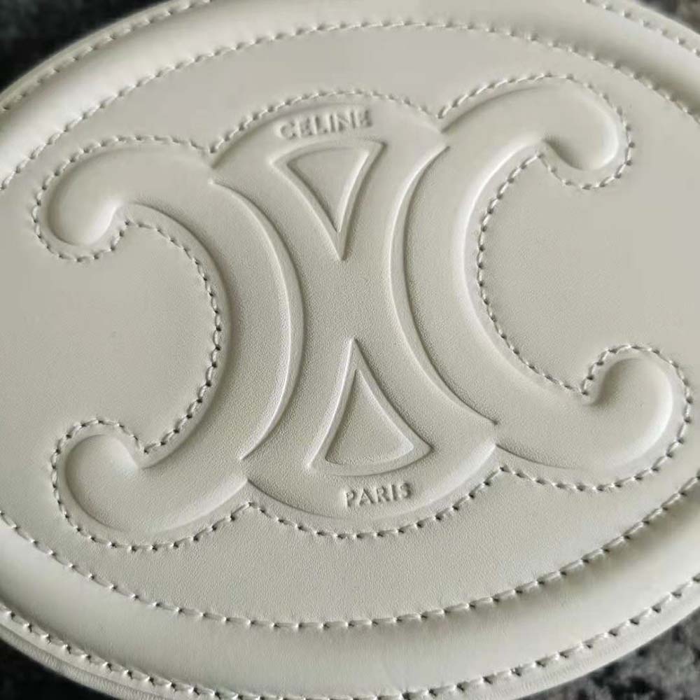 Celine Women Crossbody Oval Purse Cuir Triomphe in Smooth Calfskin-White - image 9
