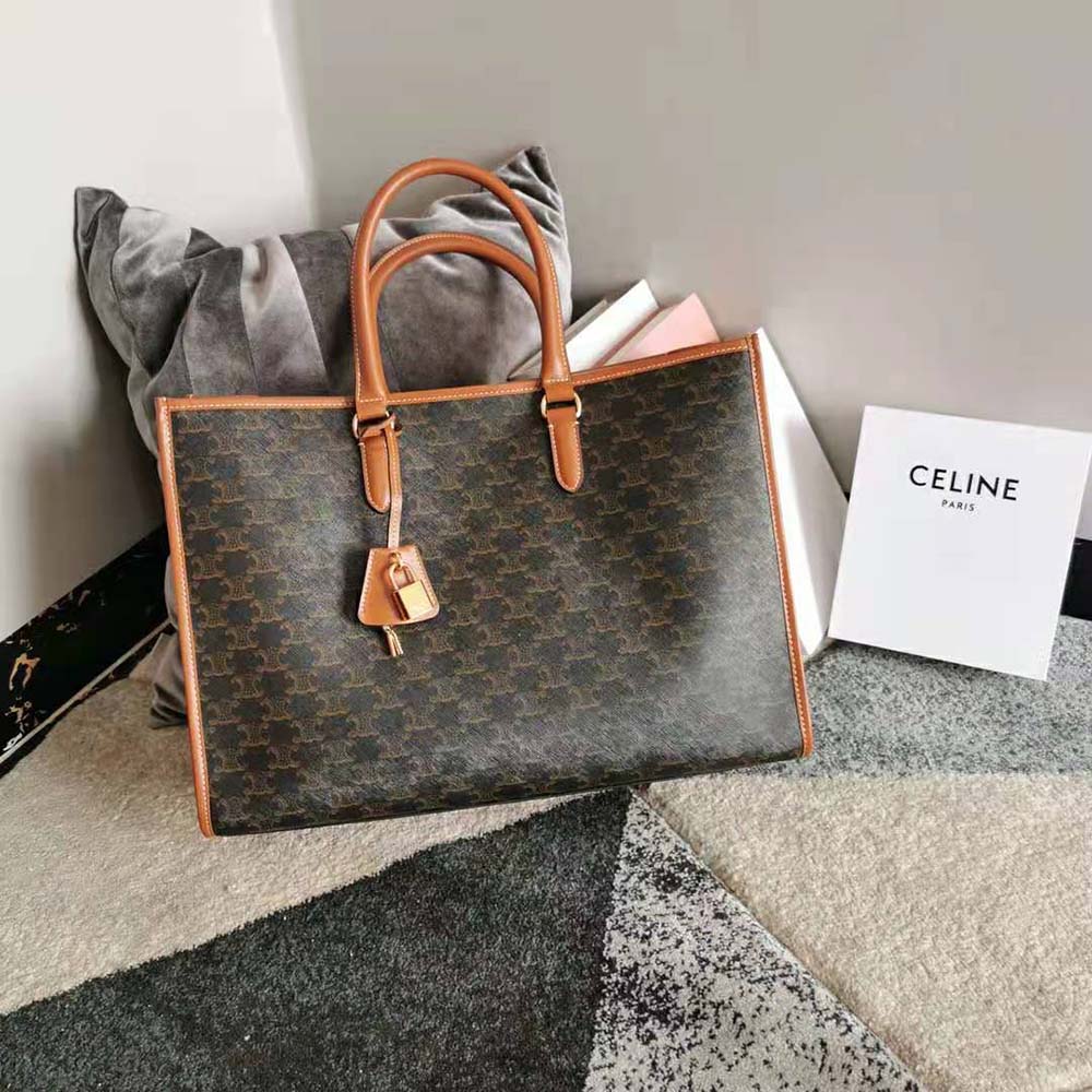 Celine Women Horizontal Cabas in Triomphe Canvas and Calfskin - image 2