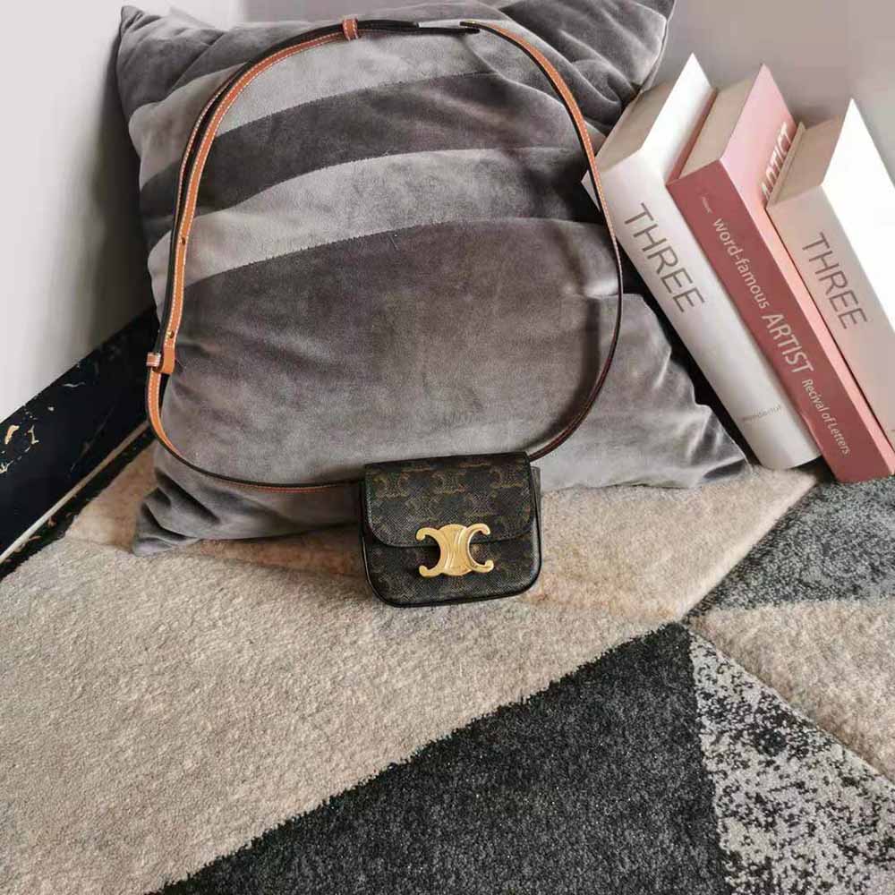 Celine Women Mini Triomphe in Triomphe Canvas and Calfskin - image 2