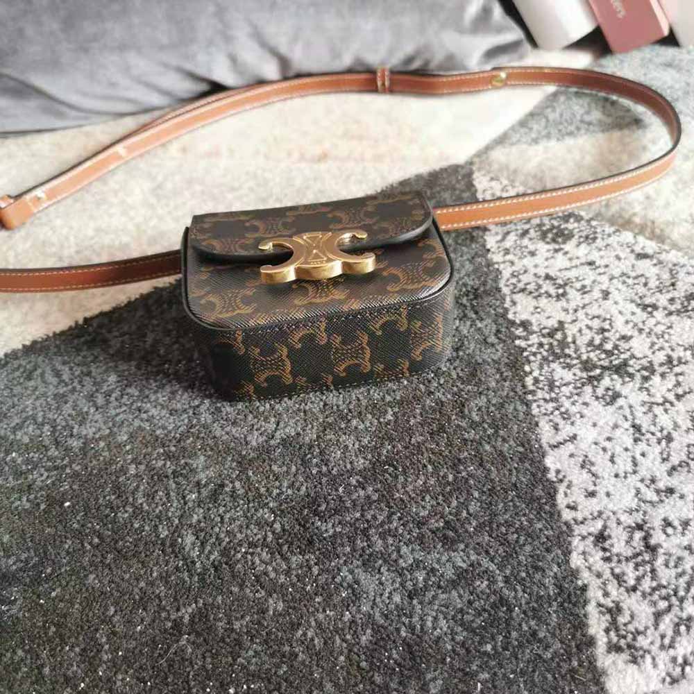 Celine Women Mini Triomphe in Triomphe Canvas and Calfskin - image 4